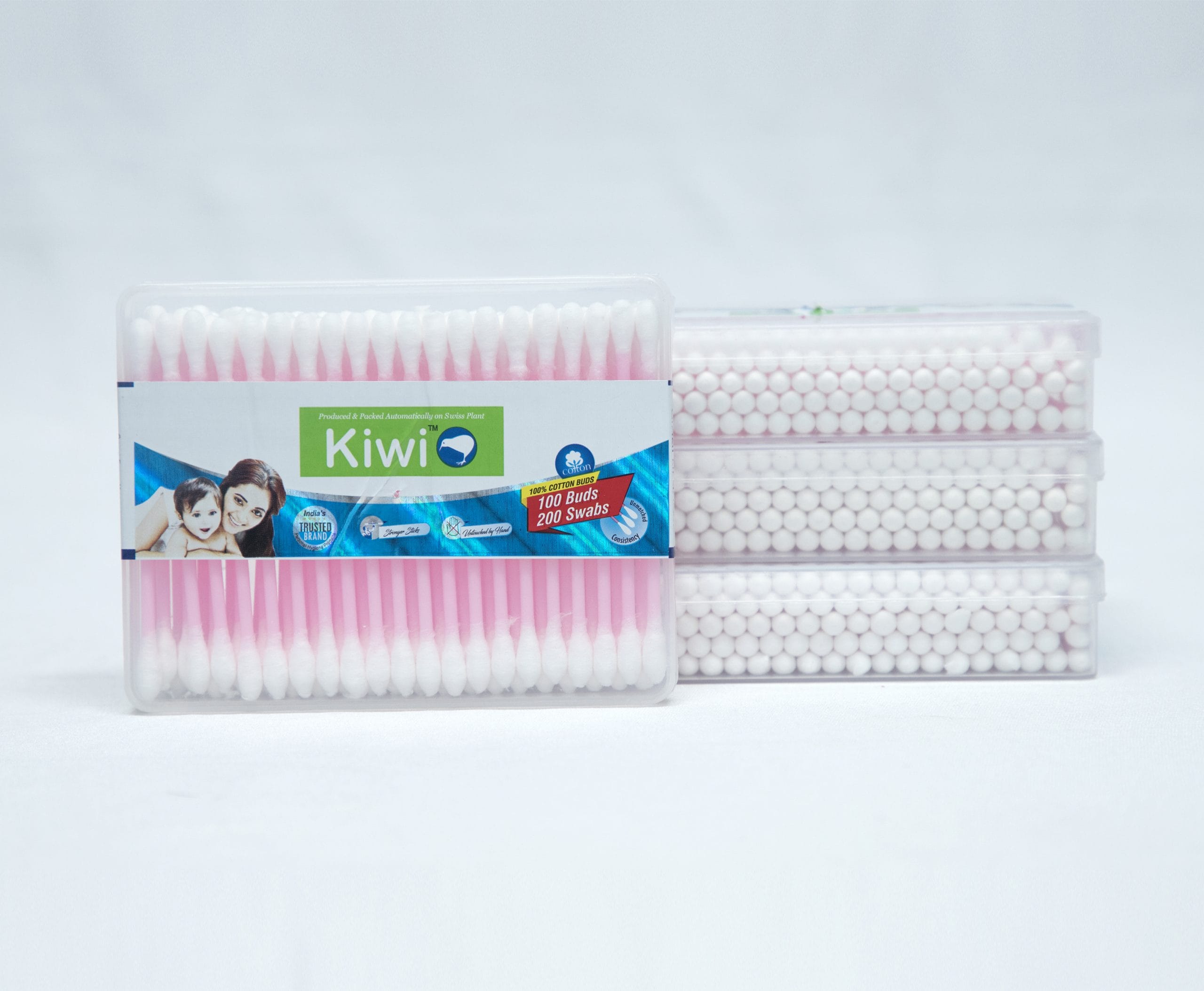 Kiwi Cotton Ear Buds (Pack of 4 x 100 Sticks) 100% Pure & Soft Cotton