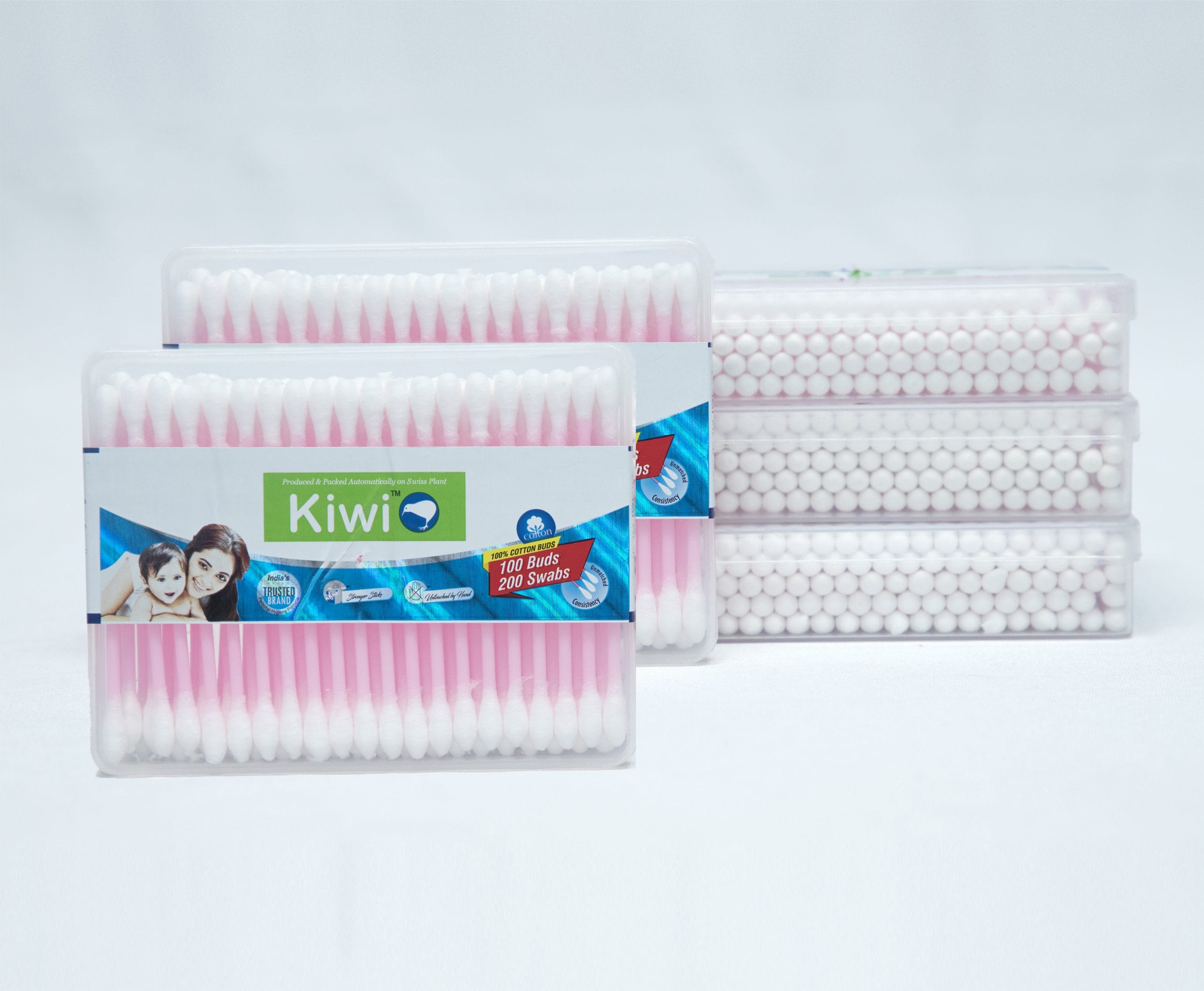 Kiwi Cotton Ear Buds (Pack of 5 x 100 Sticks) 100% Pure & Soft Cotton