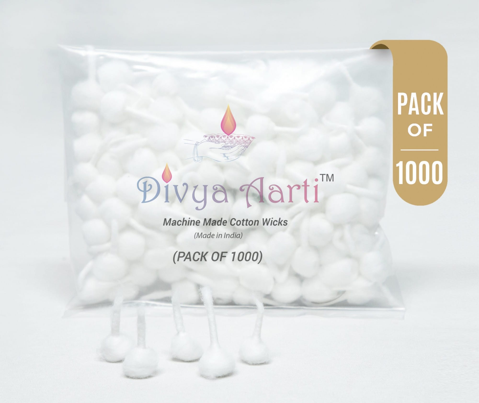 Divya Aarti Cotton Wicks (Pack of 1000)