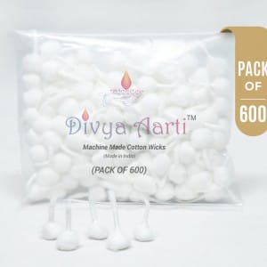 Divya Aarti Cotton Wicks (Pack of 600)