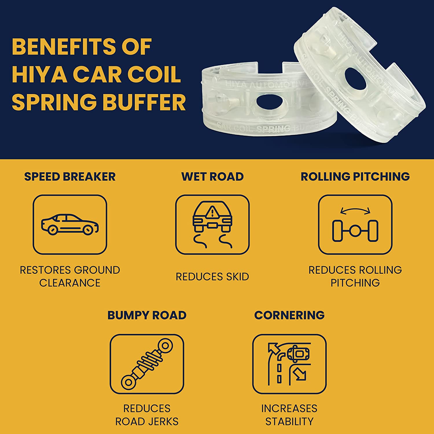 hiya automotive heavy duty car coil spring buffer kit for increasing car height (copy)